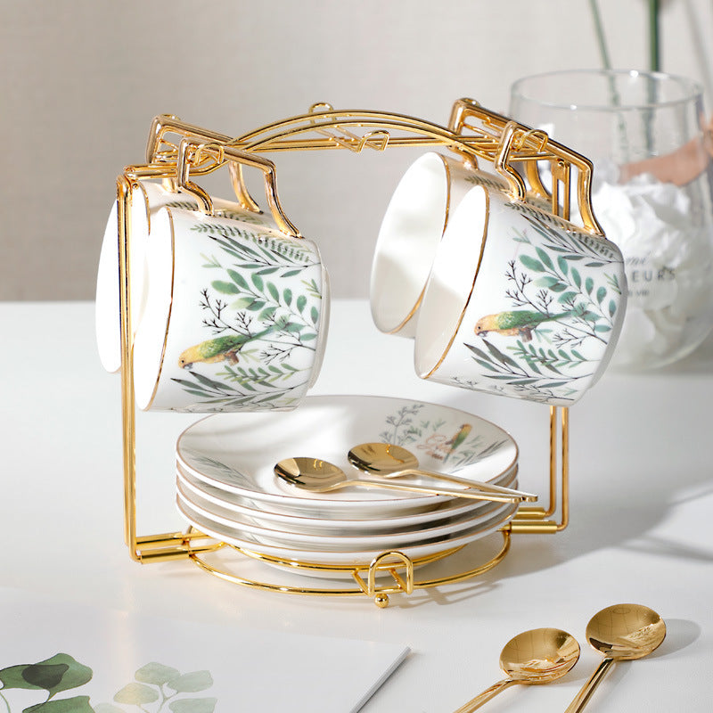 European Ceramic Coffee Cup & Saucer Set