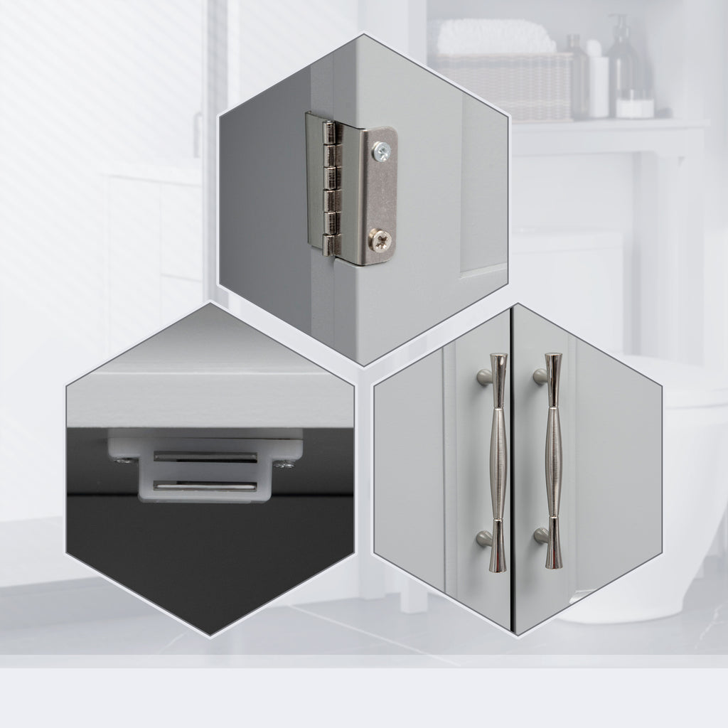 Modern Over-Toilet Storage Cabinet – Double Door Bathroom Organizer (Grey)