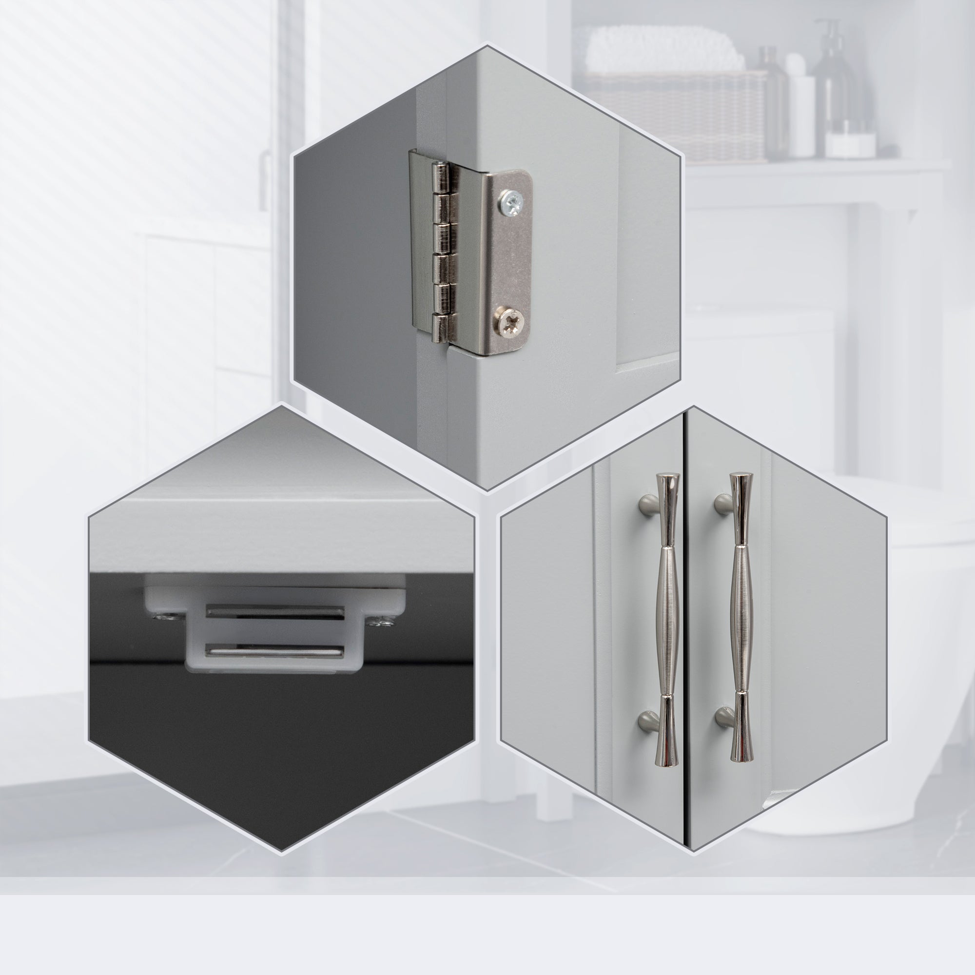 Modern Over-Toilet Storage Cabinet – Double Door Bathroom Organizer (Grey)