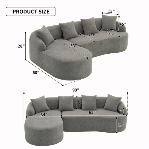 Minimalist 3-Seater Sofa with Chaise
