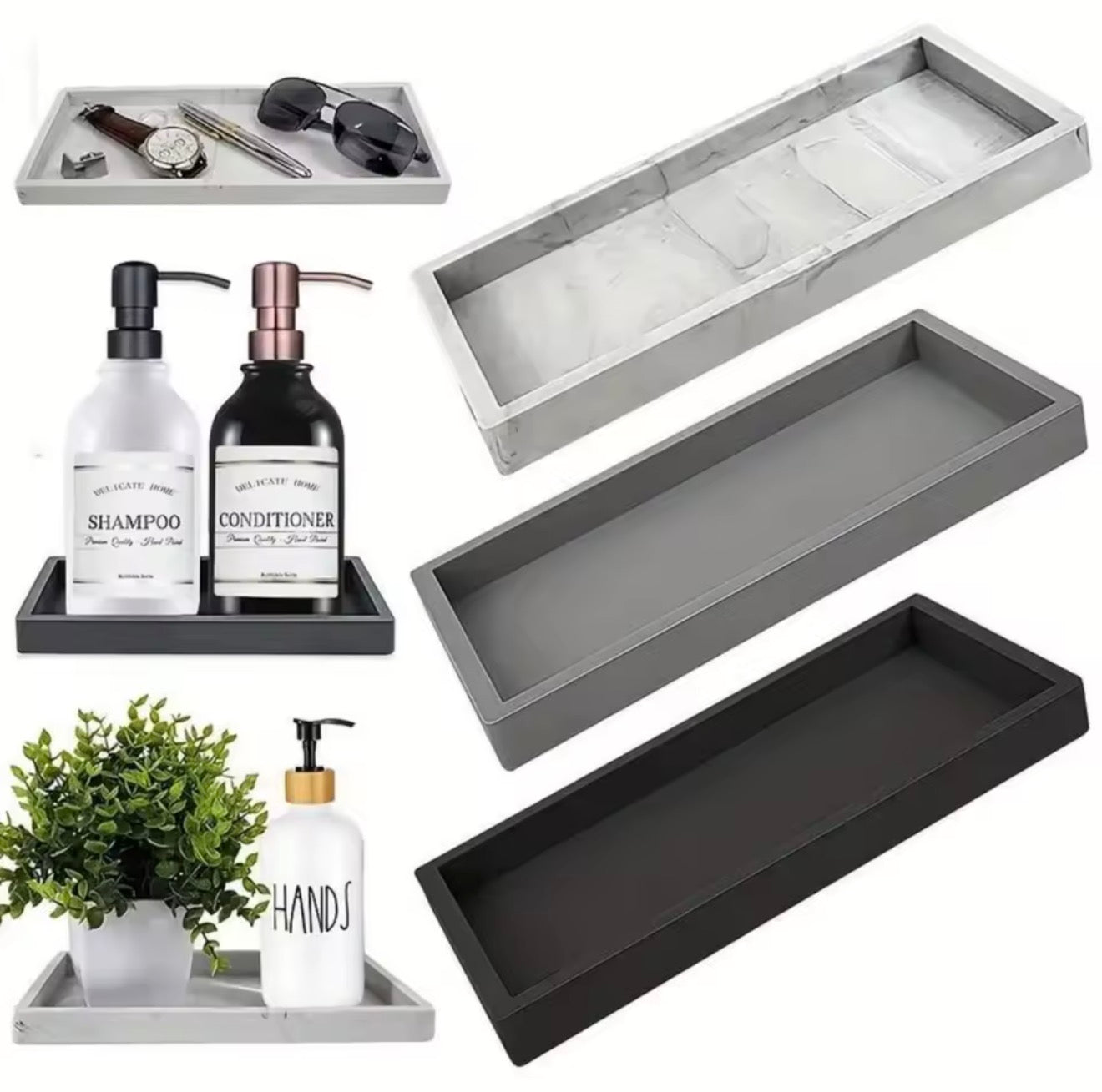 Silicone Bathroom Countertop Organizer Tray