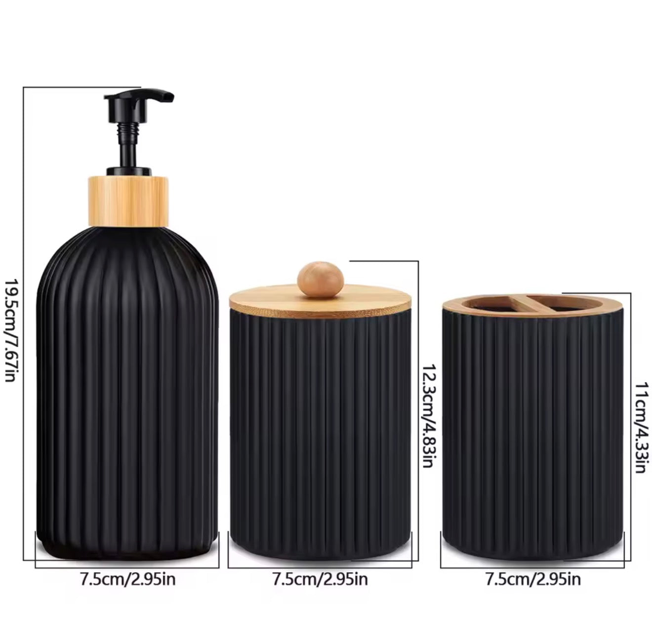 Bathroom Countertop Organizer Set – Soap Dispenser, Cotton Storage & Toothbrush Holder