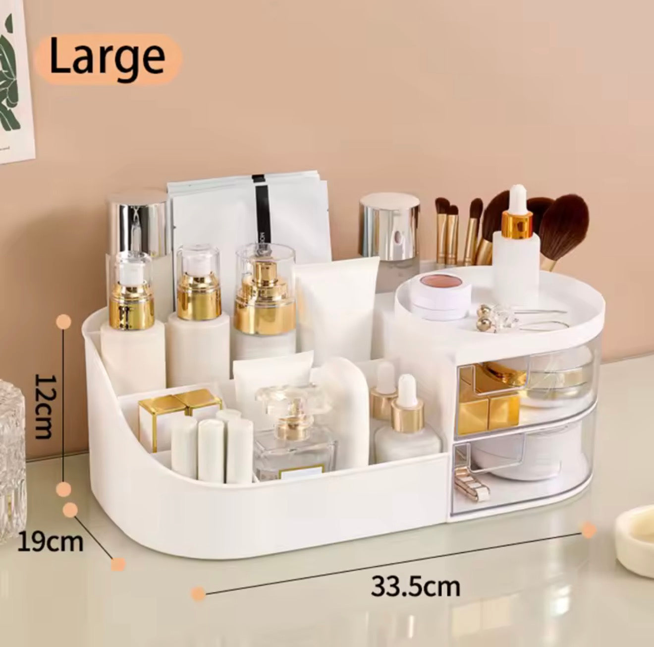 Table Makeup Storage Box Cosmetic Organizer with Drawers & Mirror Options