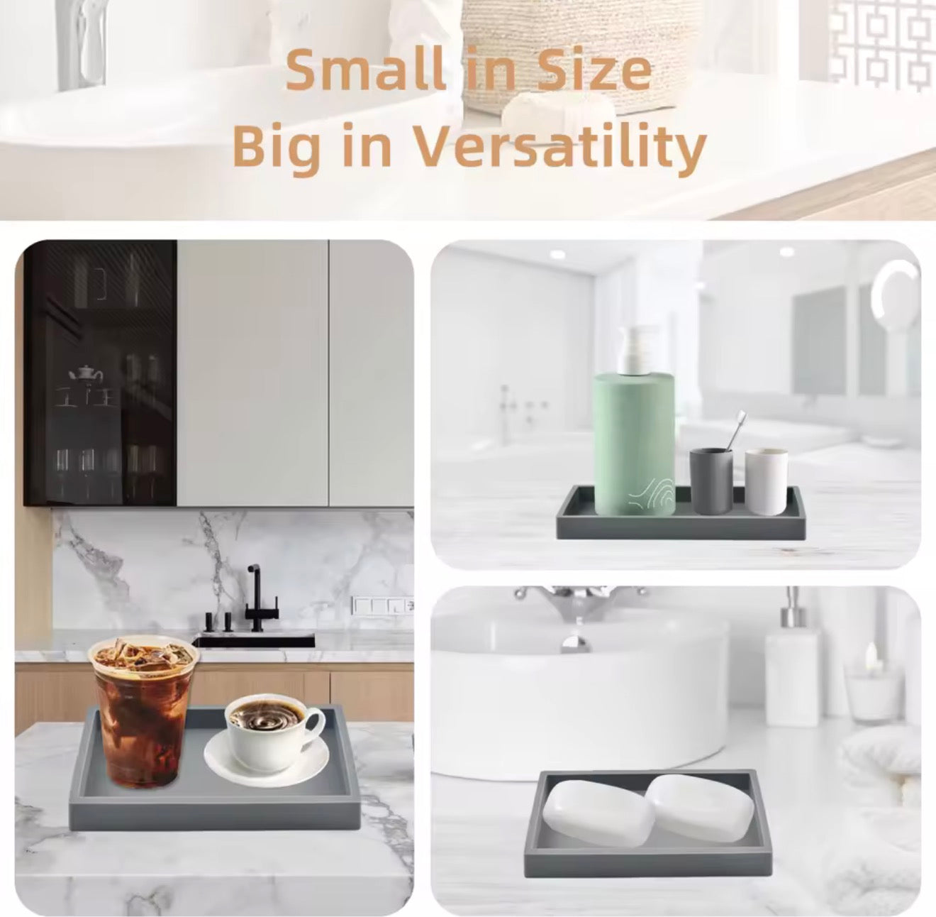Silicone Bathroom Countertop Organizer Tray
