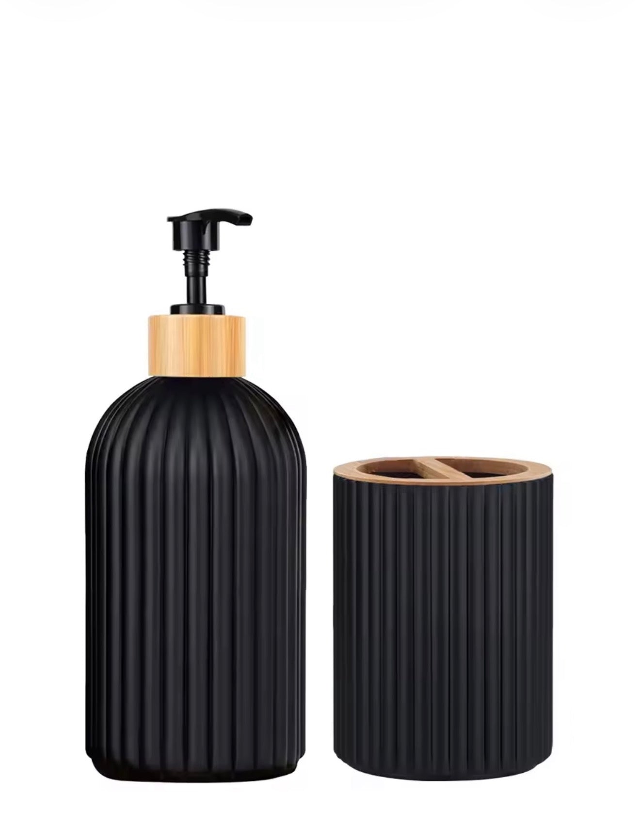 Bathroom Countertop Organizer Set – Soap Dispenser, Cotton Storage & Toothbrush Holder