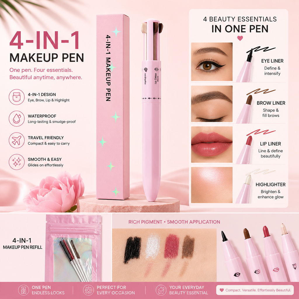 4-in-1 Beauty Makeup Pen – Eyeliner, Brow, Lip & Highlighter