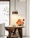 Modern LED Pendant Lamp – Natural Stone & Wood Hanging Light (Adjustable Wire)