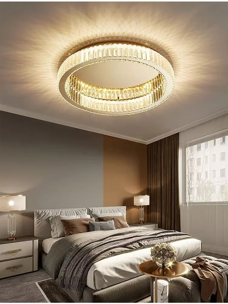 Modern Crystal Circle LED Ceiling Light – Dimmable Luxury Chandelier