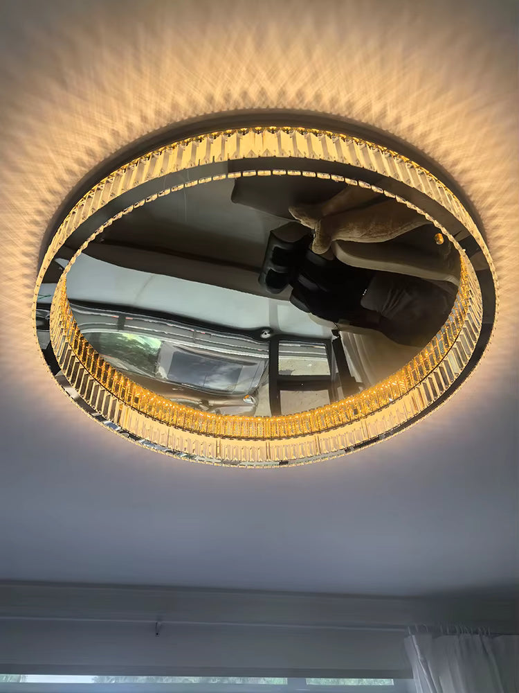Modern Crystal Circle LED Ceiling Light – Dimmable Luxury Chandelier