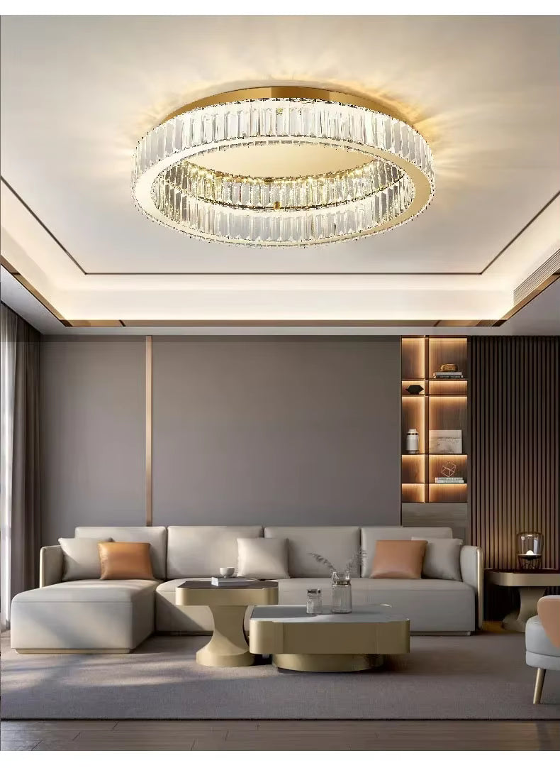 Modern Crystal Circle LED Ceiling Light – Dimmable Luxury Chandelier