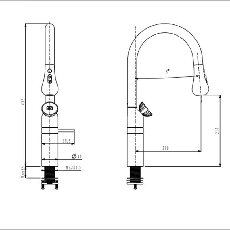 Pull-Down Kitchen Faucet – Modern Brass Mixer Tap with 3 Spray Modes