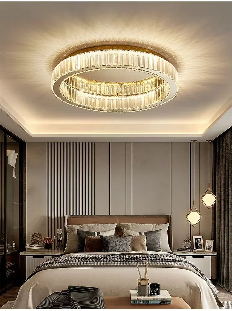 Modern Crystal Circle LED Ceiling Light – Dimmable Luxury Chandelier