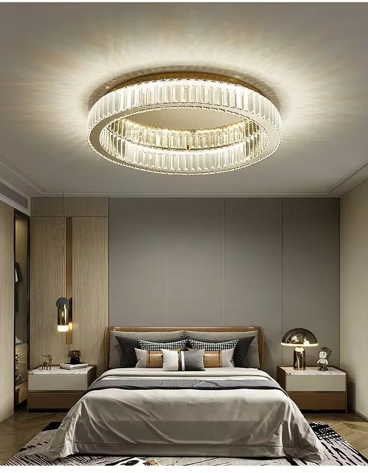 Modern Crystal Circle LED Ceiling Light – Dimmable Luxury Chandelier