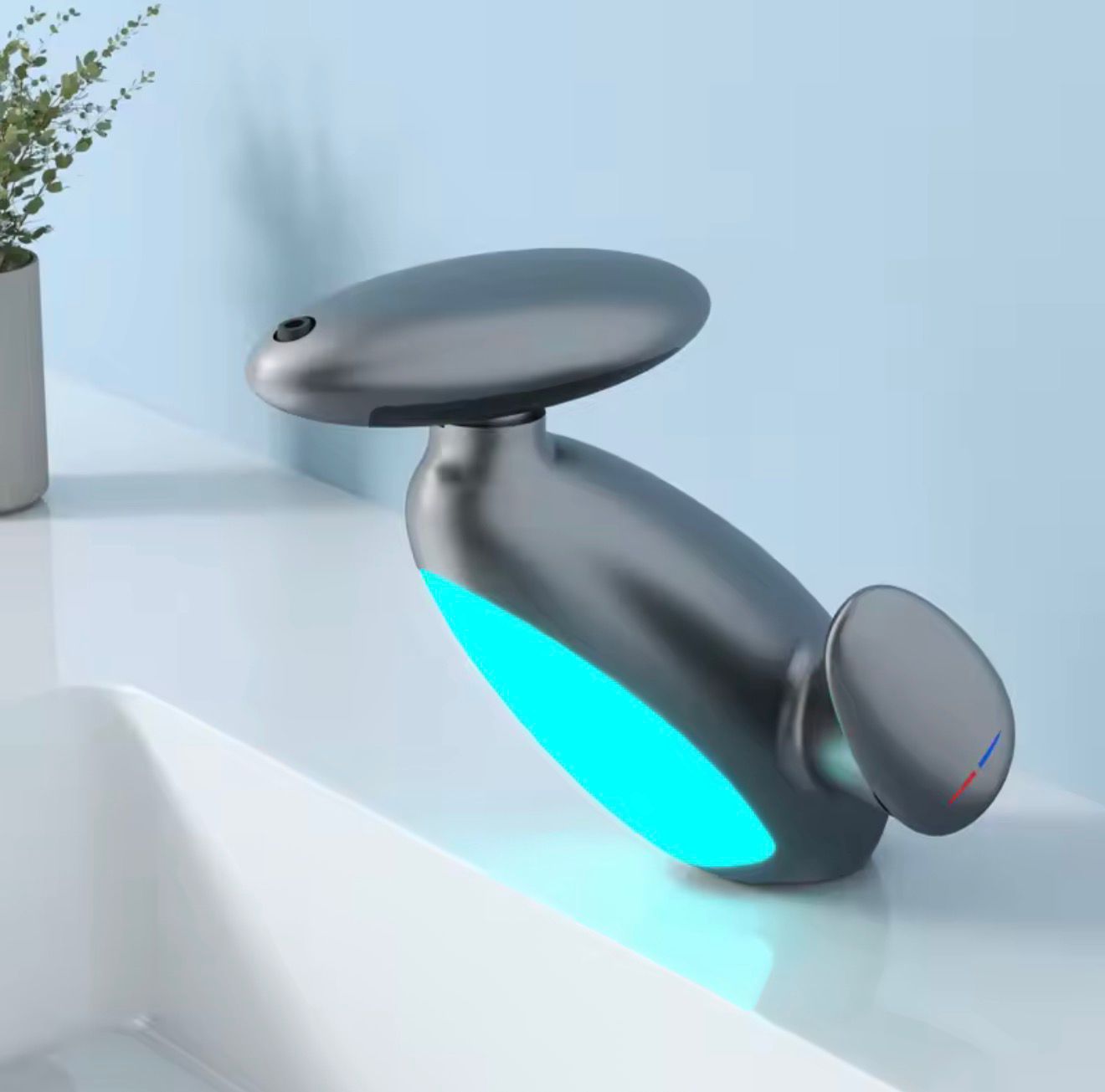 LED Bathroom Basin Faucet – Pull-Out Sink Mixer with 3-Color Light & Rotating Spray
