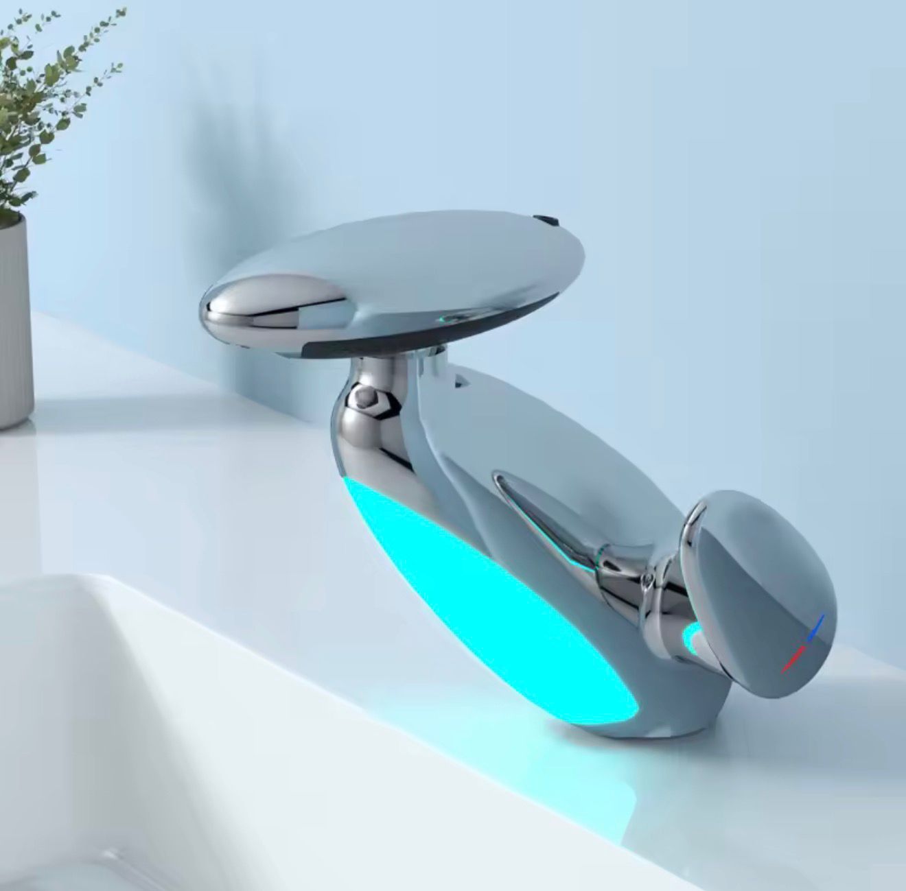 LED Bathroom Basin Faucet – Pull-Out Sink Mixer with 3-Color Light & Rotating Spray