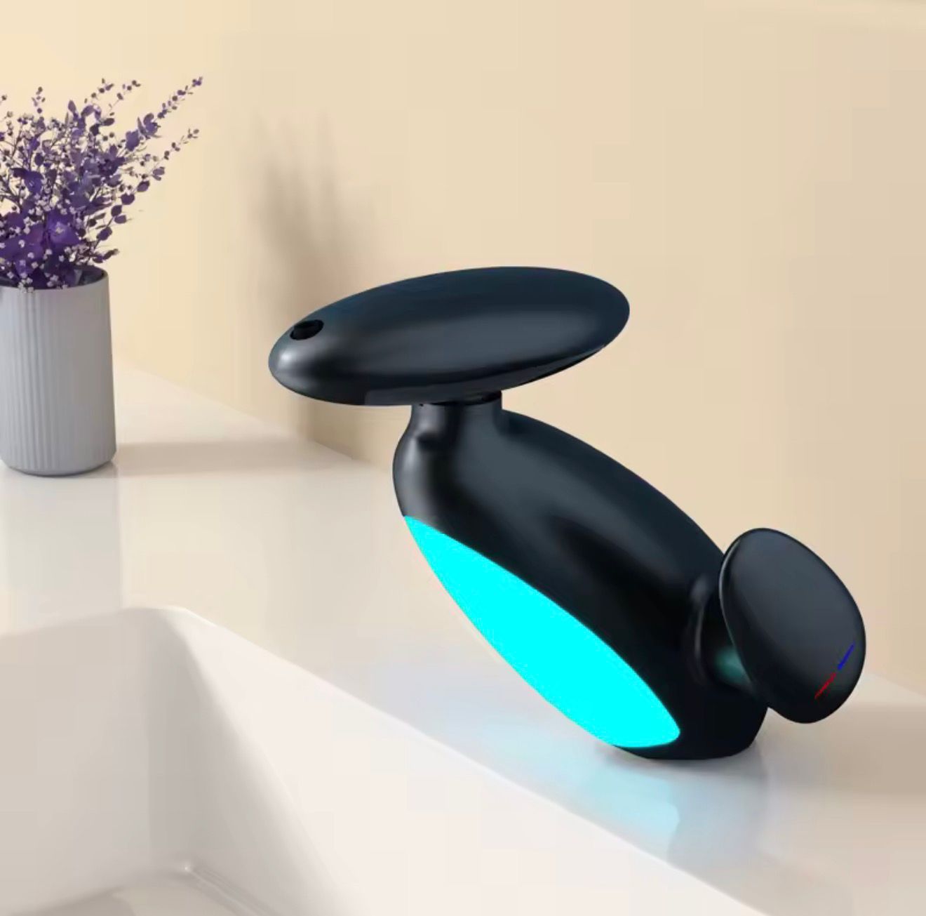 LED Bathroom Basin Faucet – Pull-Out Sink Mixer with 3-Color Light & Rotating Spray