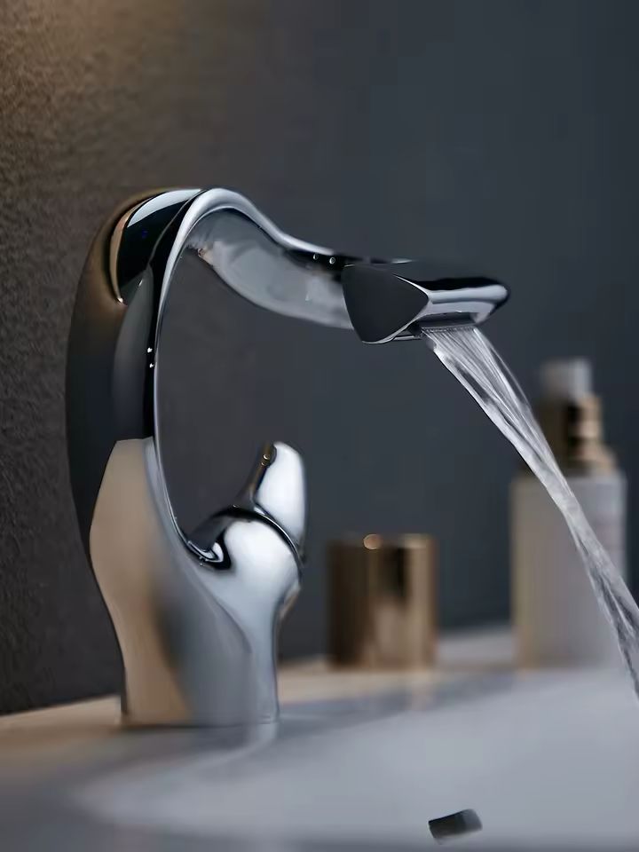 Waterfall Basin Faucet – Brass Bathroom Mixer Tap (Hot & Cold)
