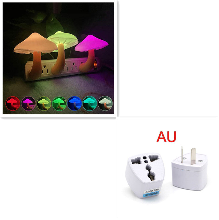 LED Mushroom Night Light – Auto Sensor Plug-in Wall Lamp for Bedroom & Hallway