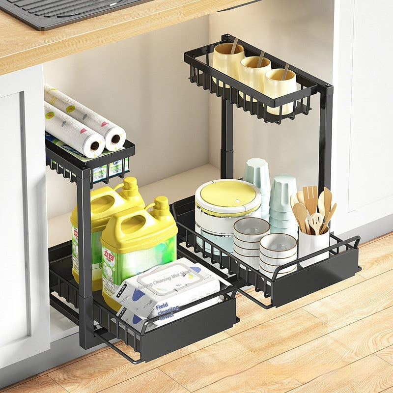 Pull-Out Kitchen Sink Storage Rack – Multi-Layer Cabinet Organizer
