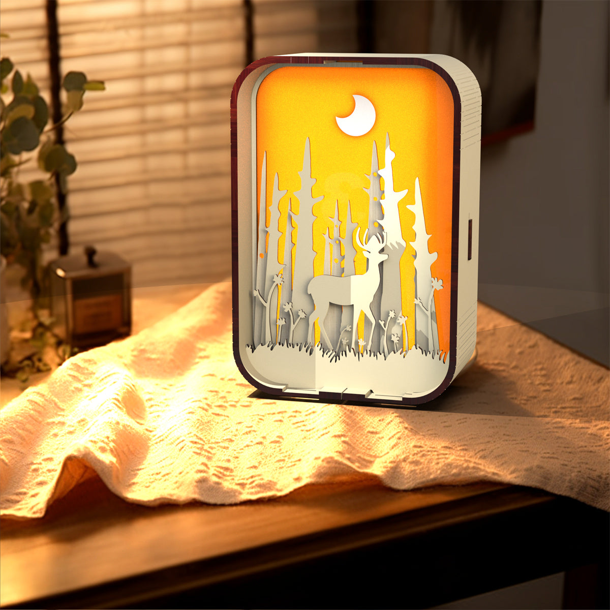 Minimalist Wood Carving Night Light Decorative Bedside Lamp