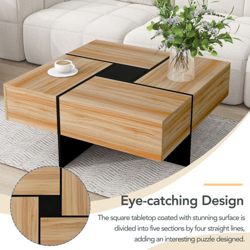 Modern Coffee Table with 4 Hidden Storage Compartments