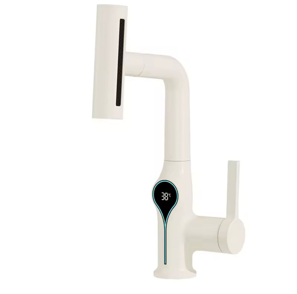Waterfall Temperature Digital Display Basin Faucet Lift Up Down Stream Sprayer Hot Cold Water Sink Mixer Wash Tap For Bathroom