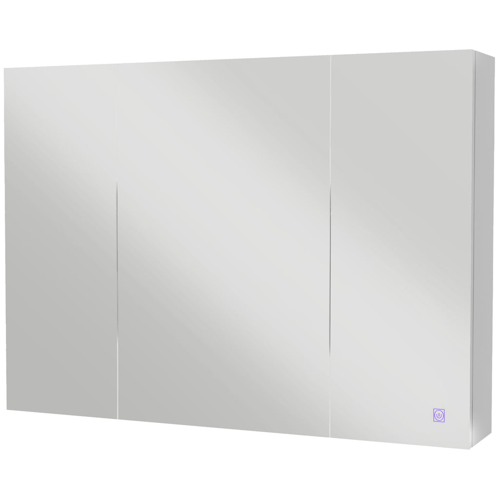 Bathroom Mirror Cabinet with Light, Bathroom Storage Cupboard with USB Charge, Adjustable Shelf, 35.5"W x 25.5"H, White