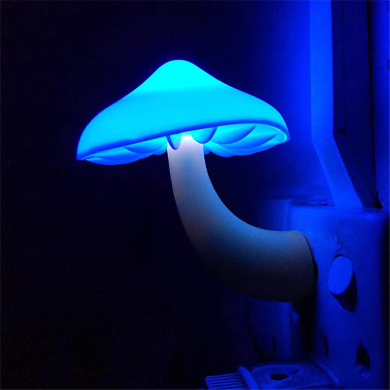 LED Mushroom Night Light – Auto Sensor Plug-in Wall Lamp for Bedroom & Hallway