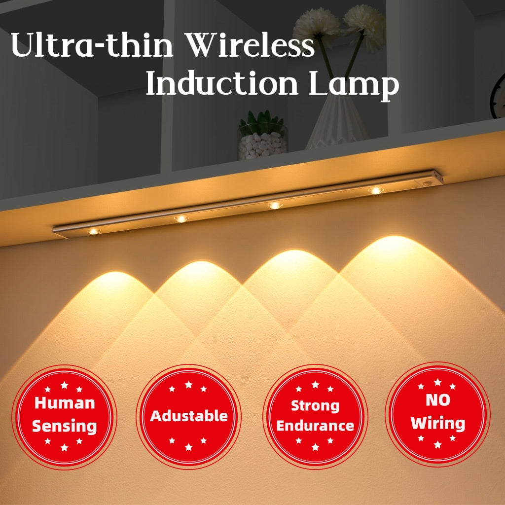 Wireless Motion Sensor LED Cabinet Light – Rechargeable USB Under-Cabinet Lighting
