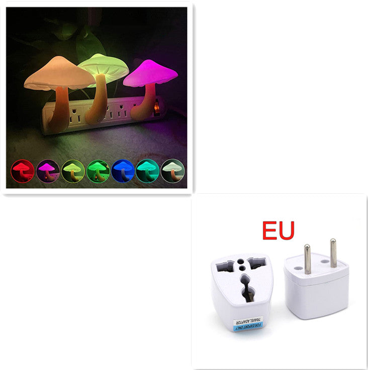 LED Mushroom Night Light – Auto Sensor Plug-in Wall Lamp for Bedroom & Hallway