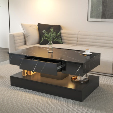 Modern LED Coffee Table with Storage Drawer – RGB Living Room Center Tab