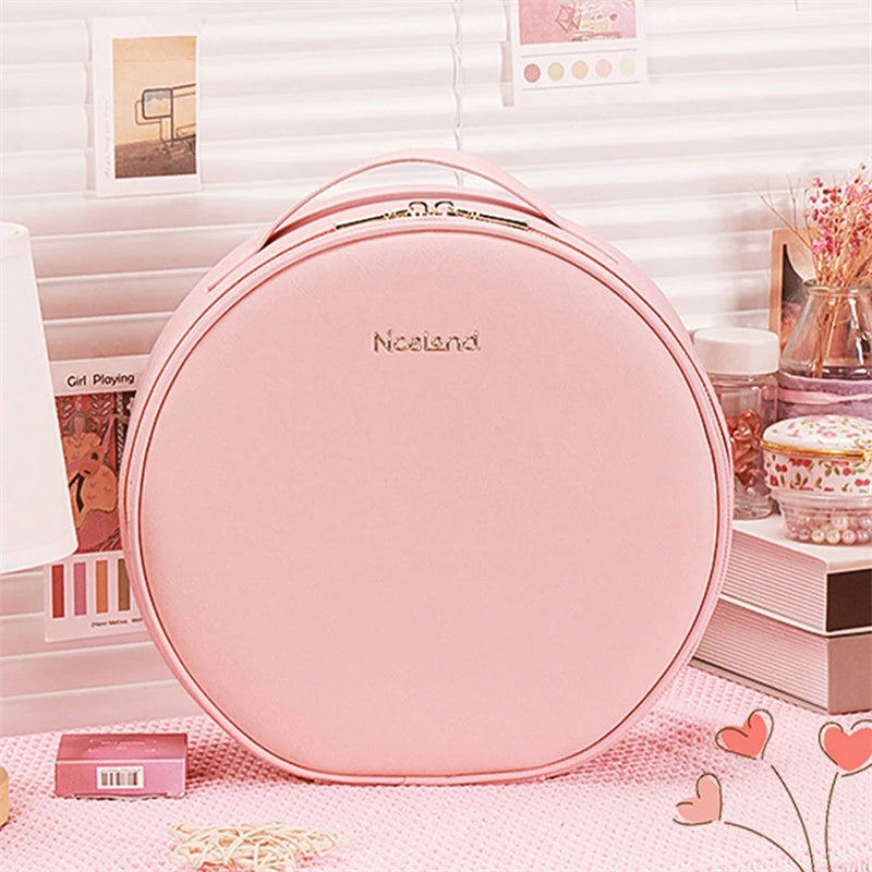 Smart LED Makeup Bag with Mirror – Large Capacity Travel Cosmetic Organizer