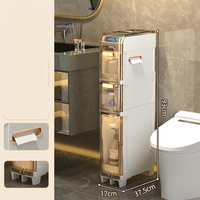 Slim Bathroom Storage Cabinet Pull-Out Drawer Organizer