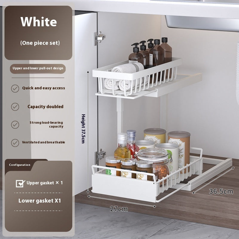 Pull-Out Kitchen Sink Storage Rack – Multi-Layer Cabinet Organizer
