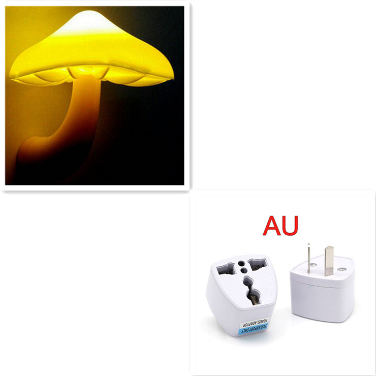 LED Mushroom Night Light – Auto Sensor Plug-in Wall Lamp for Bedroom & Hallway